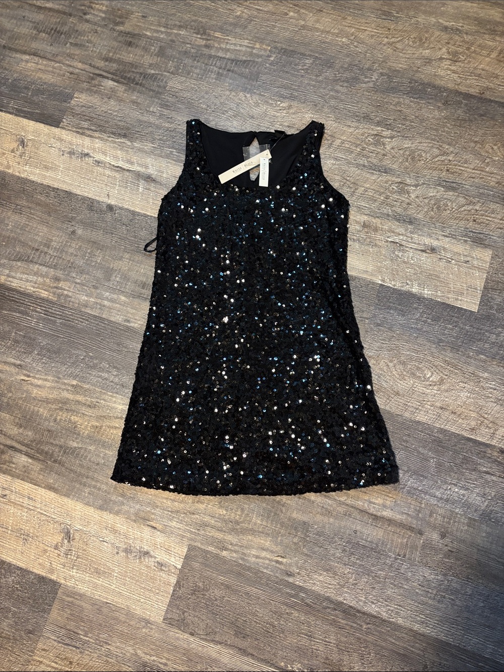 White House Black Market Black Sequin Sleeveless Cocktail Dress